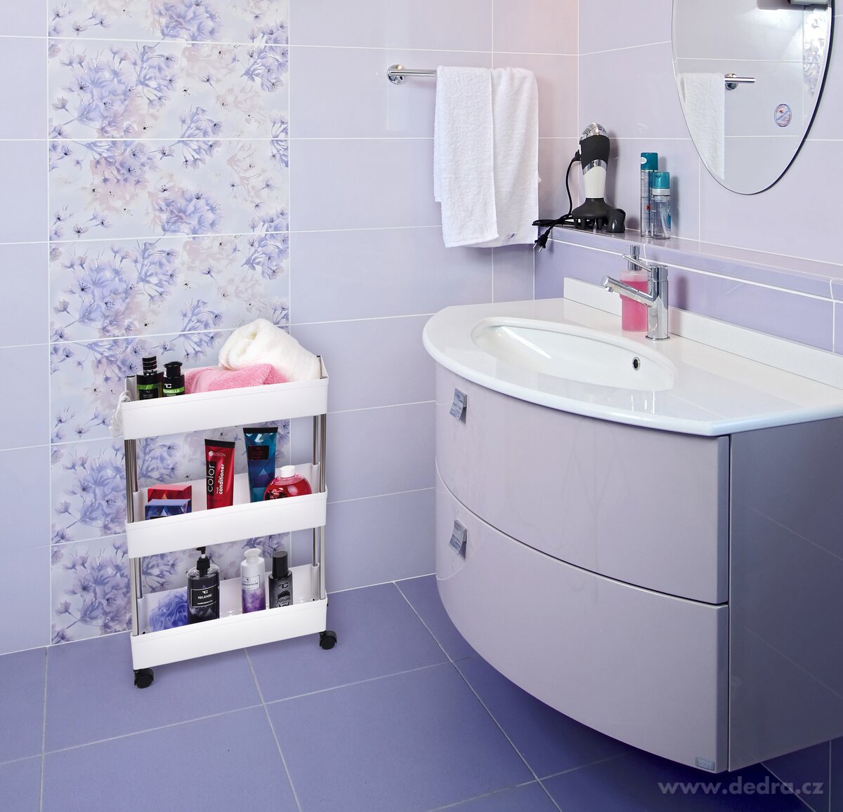 Pojízdný regál SLIM STEEL 21 cm do úzkých prostor, 3 patrový – náhled 4 | Grand Móda