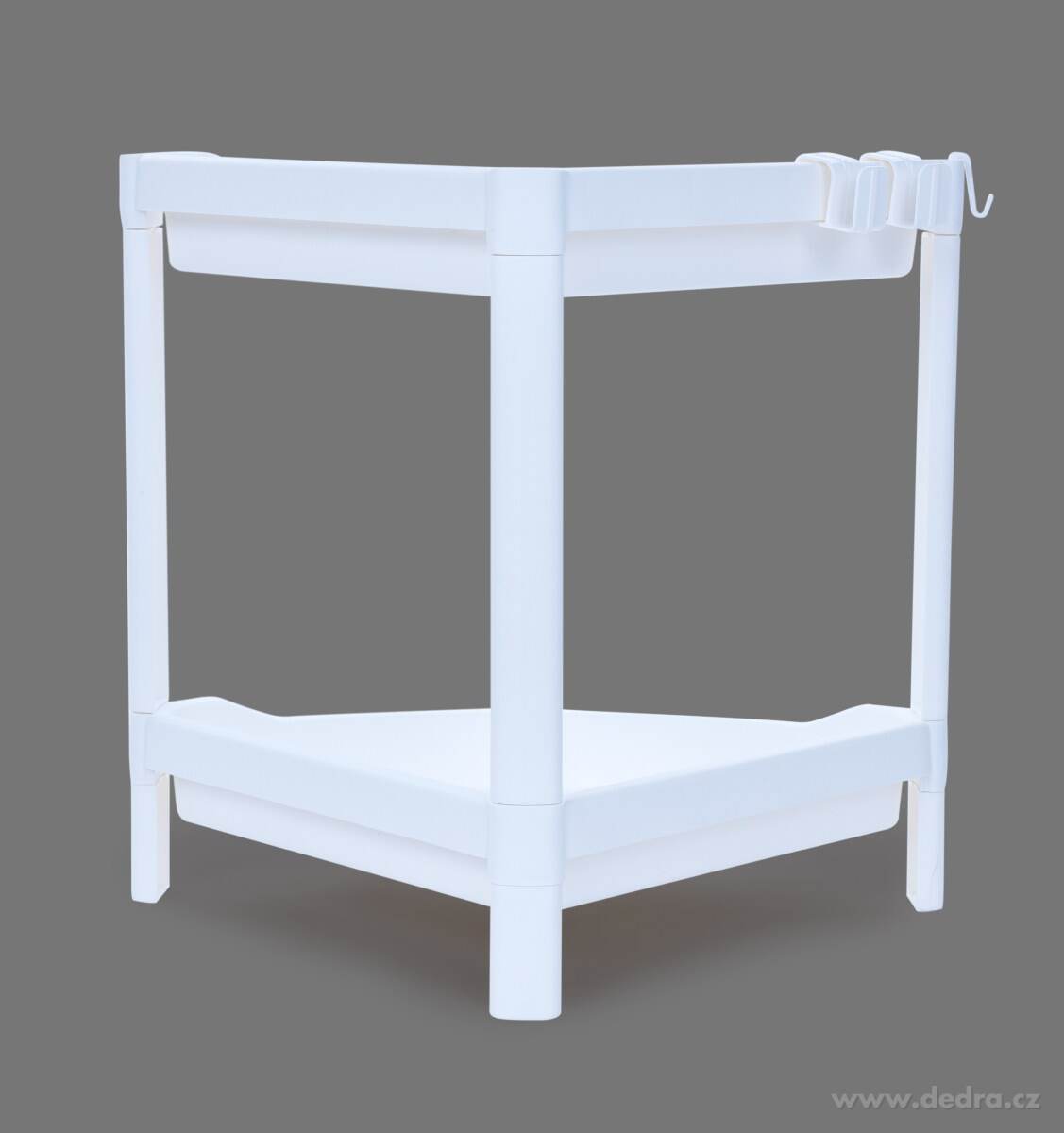 PERFOR, rohový regál 2patrový, plastový organizér s perforovanými policemi – náhled 2 | Grand Móda