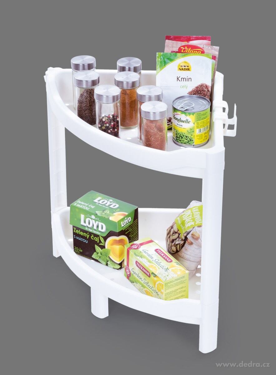 PERFOR, rohový regál 2patrový, plastový organizér s perforovanými policemi – náhled 6 | Grand Móda