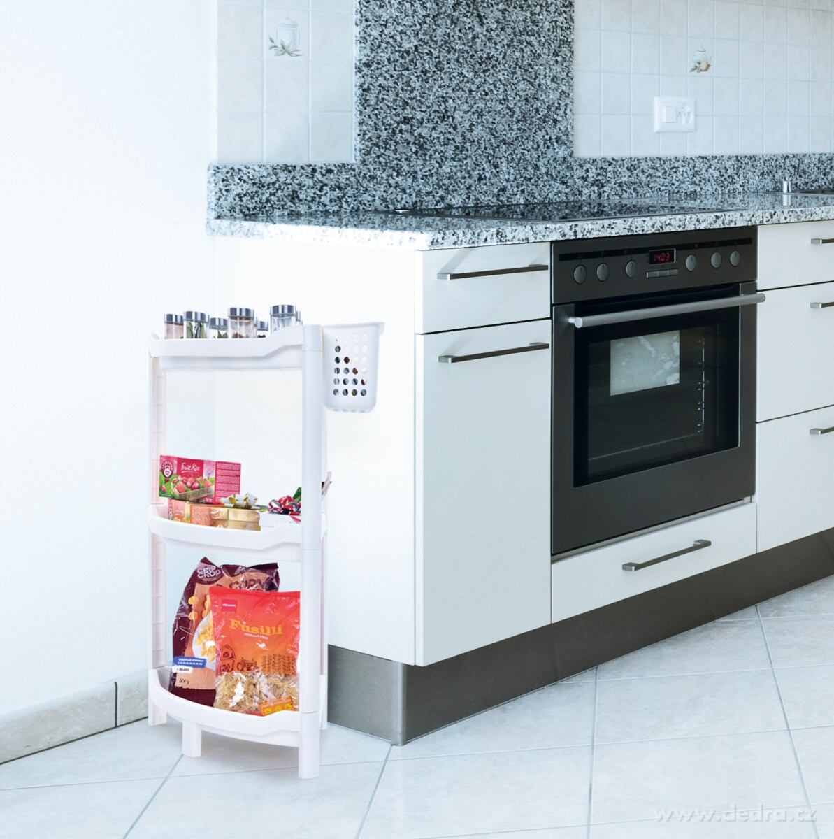 PERFOR, rohový regál 3patrový, plastový organizér s perforovanými policemi – náhled 4 | Grand Móda