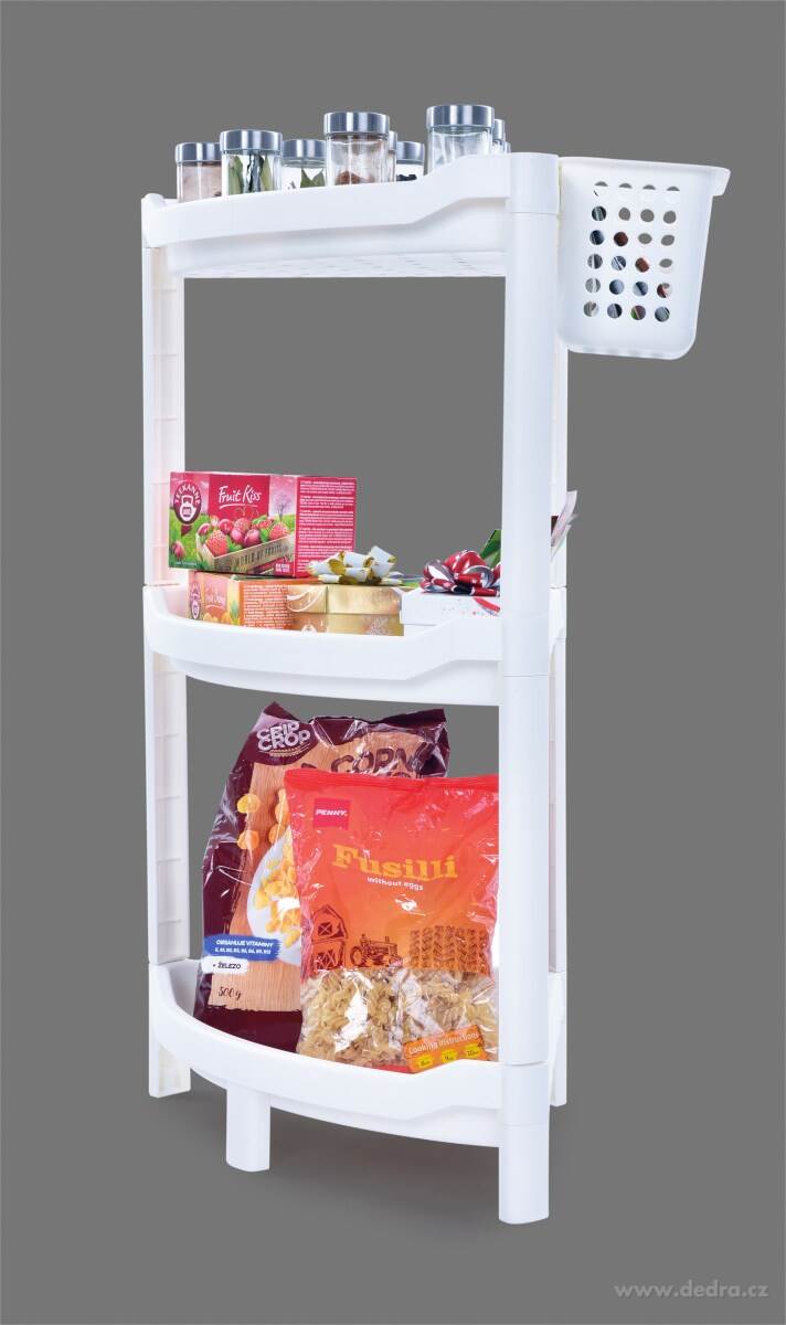 PERFOR, rohový regál 3patrový, plastový organizér s perforovanými policemi – náhled 5 | Grand Móda