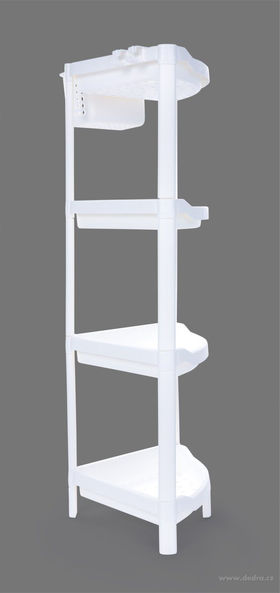 PERFOR, rohový regál 4patrový, plastový organizér s perforovanými policemi – náhled 2 | Grand Móda