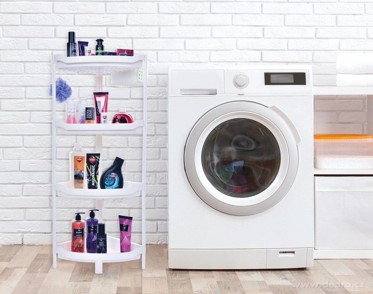 PERFOR, rohový regál 4patrový, plastový organizér s perforovanými policemi – náhled 3 | Grand Móda