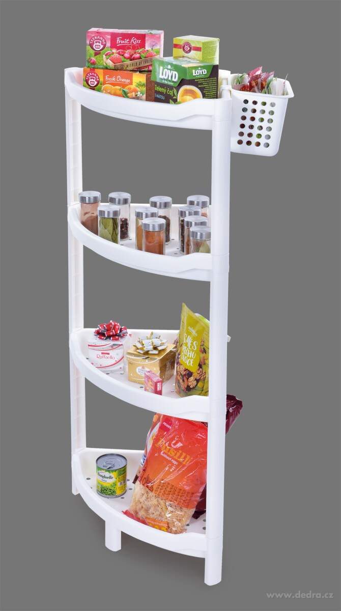 PERFOR, rohový regál 4patrový, plastový organizér s perforovanými policemi – náhled 5 | Grand Móda