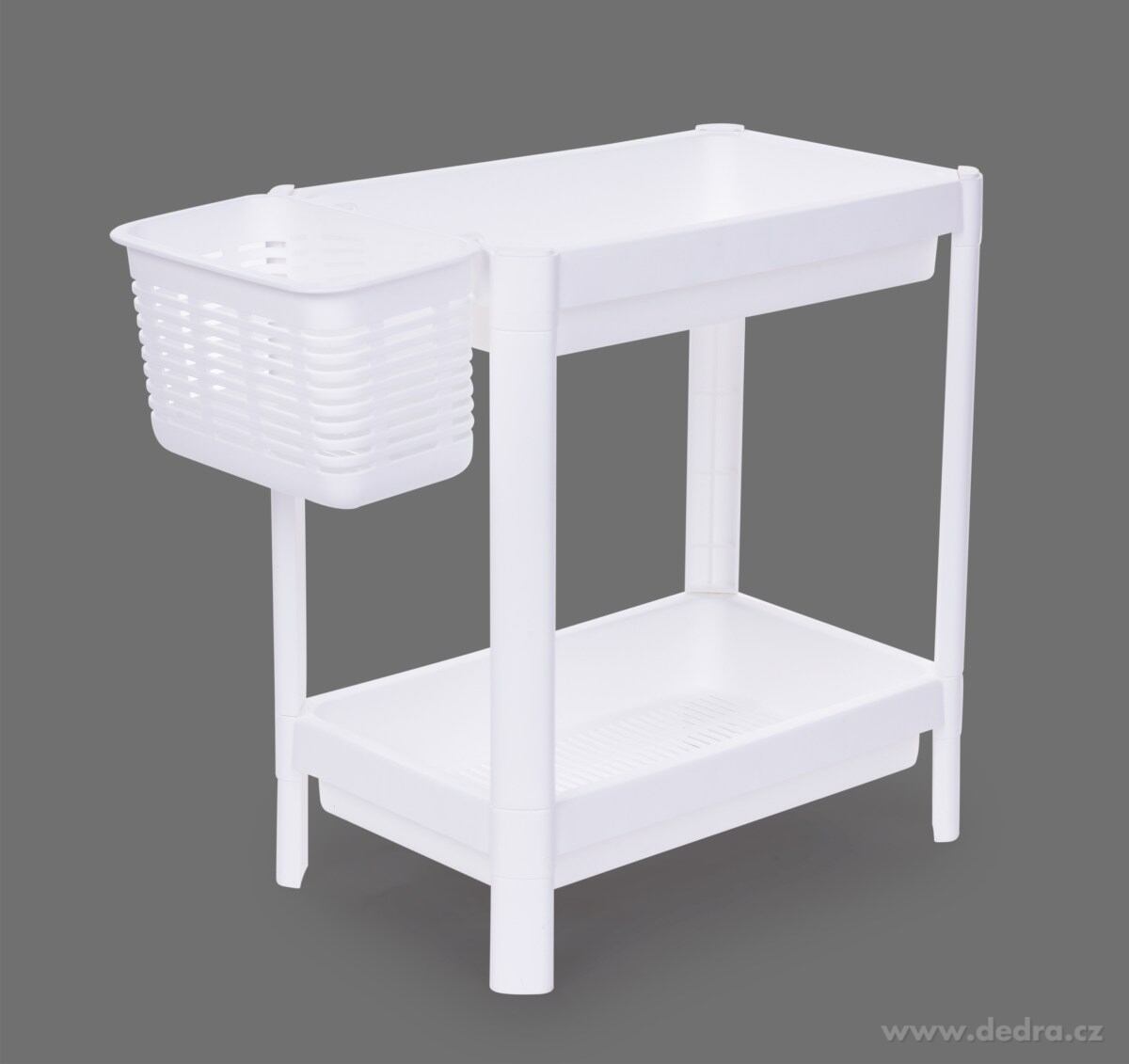 PERFOR, Obdélníkový regál 2patrový 23 cm, Plastový patrový organizér s perforovanými policemi, výška 40 cm | Vychytávky pro skladování | Grand Móda