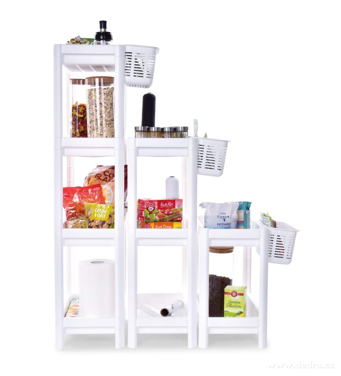 PERFOR, Obdélníkový regál 2patrový 23 cm, Plastový patrový organizér s perforovanými policemi, výška 40 cm – náhled 6 | Grand Móda