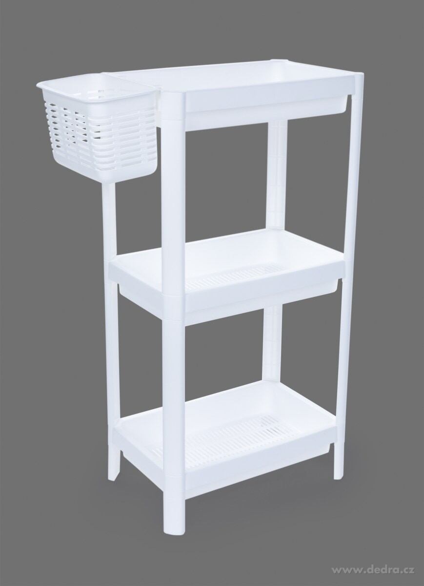 PERFOR, obdélníkový regál 3patrový 23 cm, plastový patrový organizér s perforovanými policemi, výška 70 cm | Vychytávky pro skladování | Grand Móda