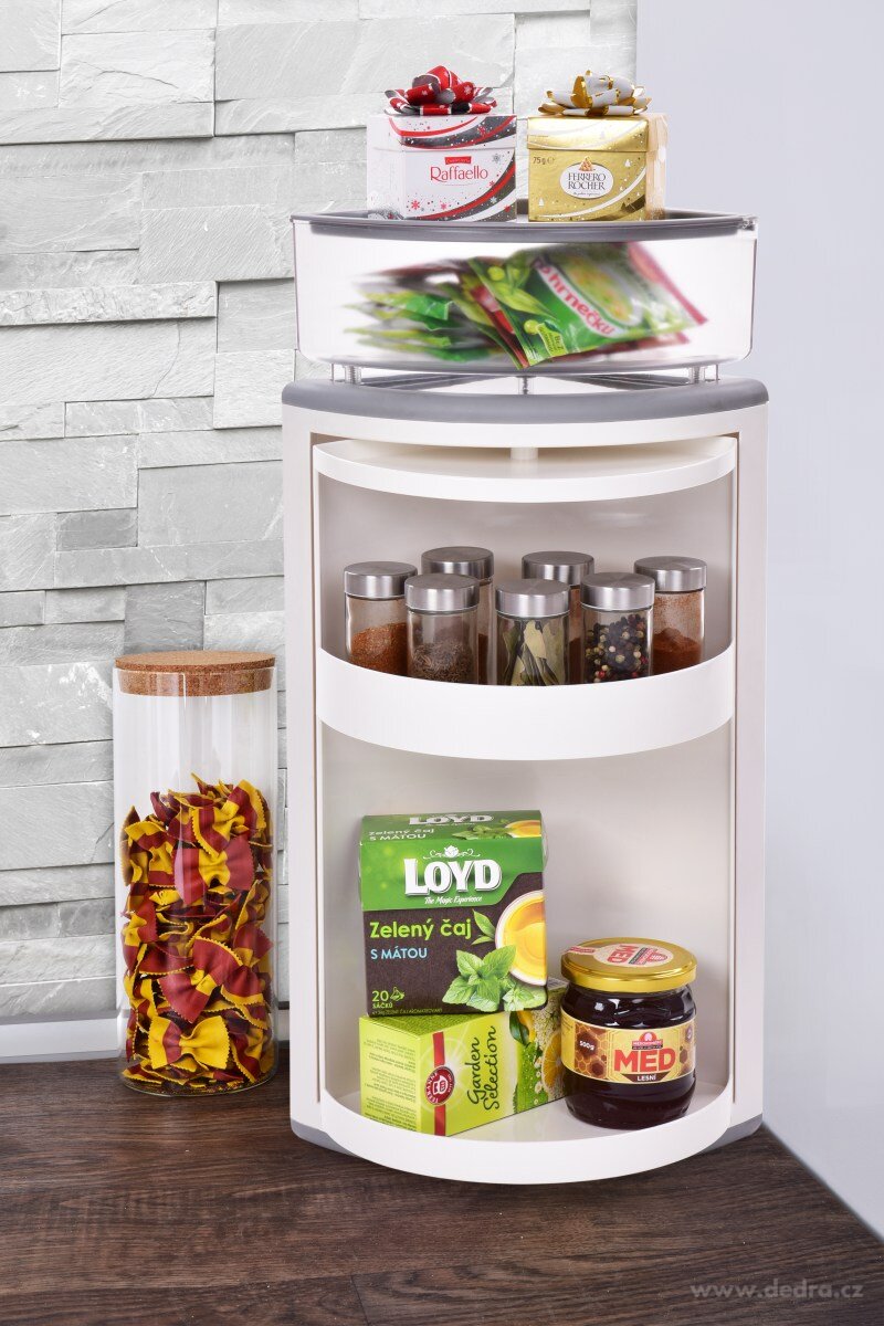 360° otočná uzavírací rohová police CARROUSEL s vrchní transparentní částí – náhled 4 | Grand Móda