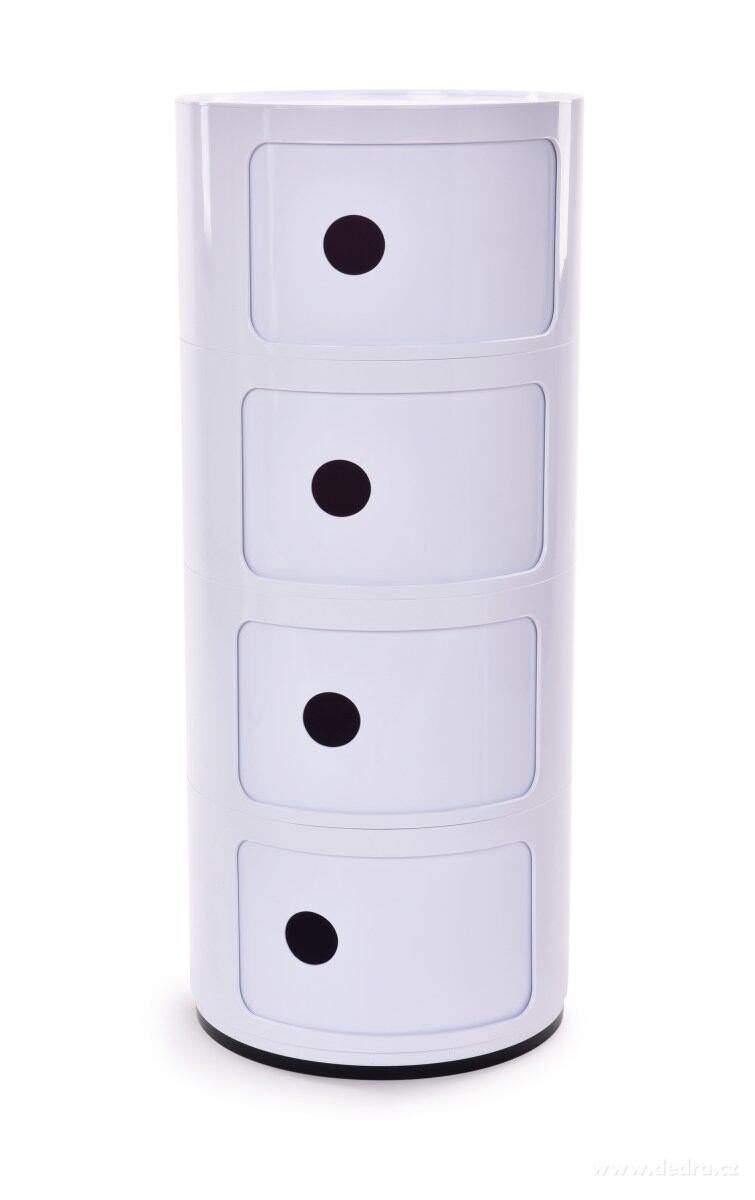 RONDO, kulatá skříňka se 4 policemi, designový stolek s posuvnými dvířky, výška 76 cm | Vychytávky do koupelny | Grand Móda