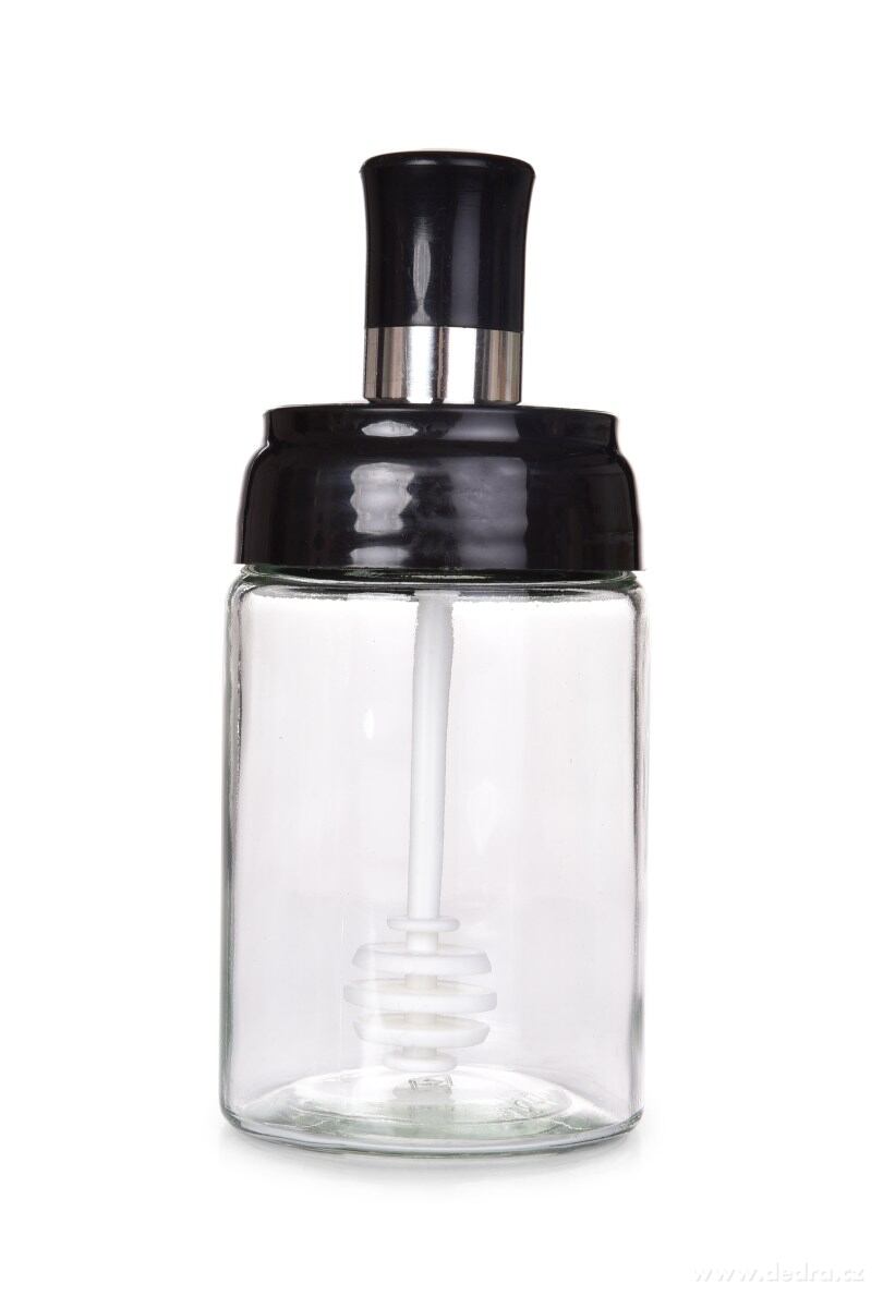 MEDOMAT, skleněná dóza na med 250 ml, s integrovanou medolžičkou – náhled 3 | Grand Móda