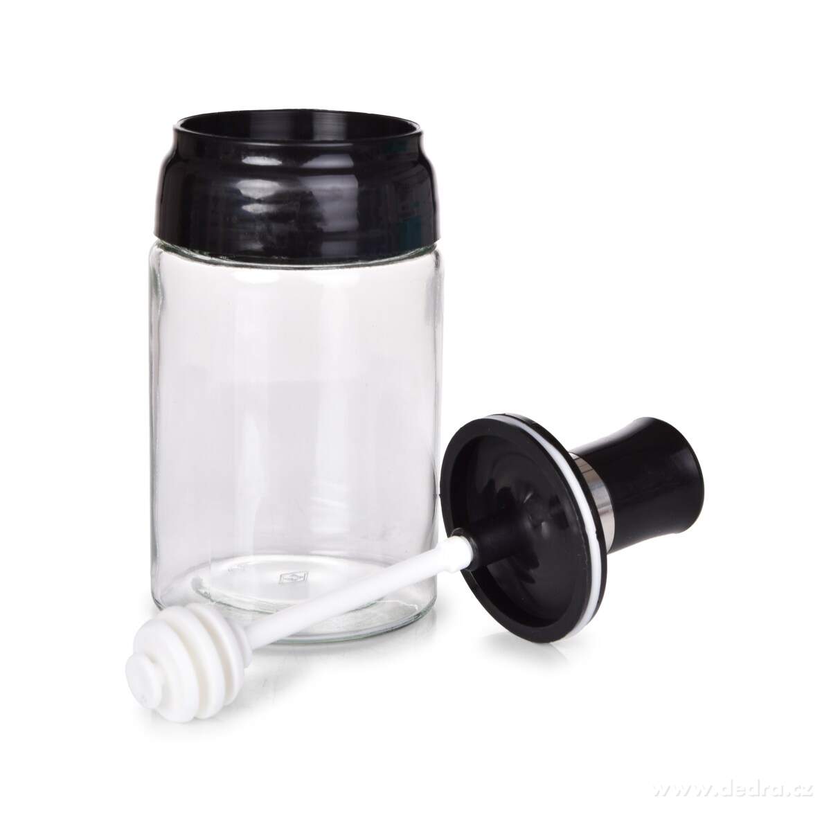 MEDOMAT, skleněná dóza na med 250 ml, s integrovanou medolžičkou – náhled 4 | Grand Móda