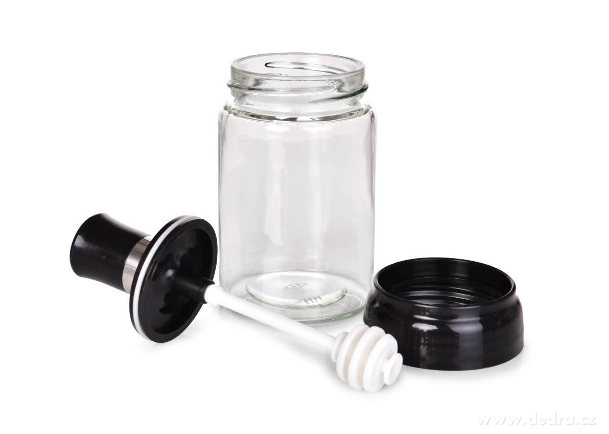 MEDOMAT, skleněná dóza na med 250 ml, s integrovanou medolžičkou – náhled 5 | Grand Móda