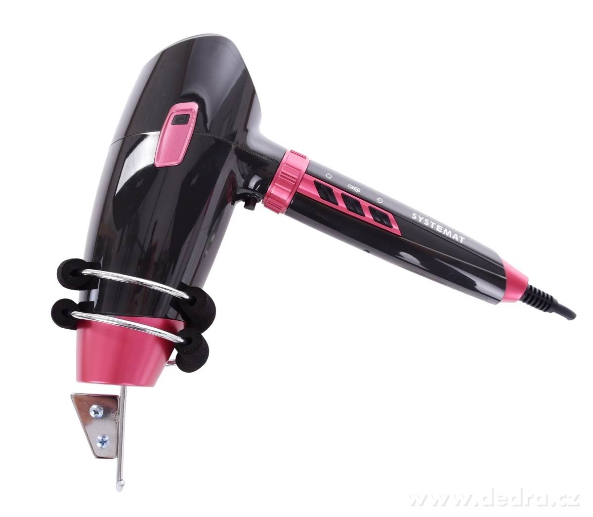 FÉNOCHŇAP, Kovový držák na fén, nástěnný úchyt se šroubky, Ø 6 cm – náhled 2 | Grand Móda