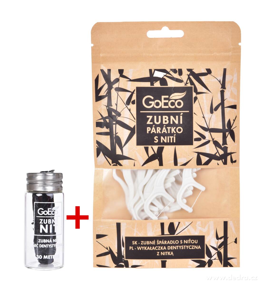 GoEco®, sada pro dentální hygienu, dentální nit 30 m + 30 ks párátko s dentální nití | Zubní nitď a párátka | Grand Móda