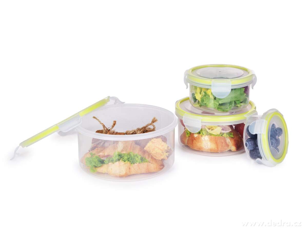 CVAK&CVAK, sada 4 hermetických dóz na potraviny se silikonovým těsněním, 100 + 290 + 600 + 1150 ml | Jídlo a pití na cesty | Grand Móda