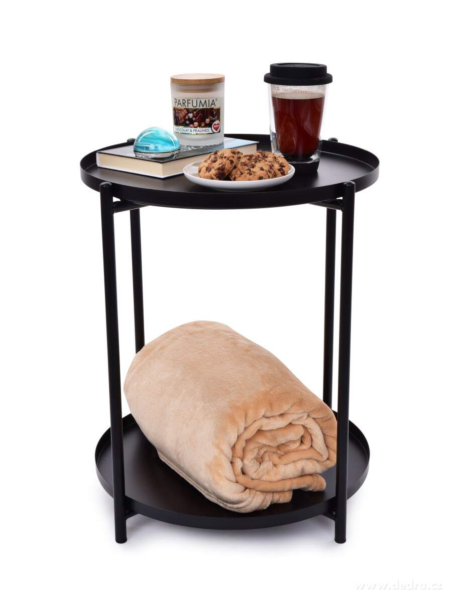 Kulatý kovový stolek, dvoupatrový – náhled 6 | Grand Móda