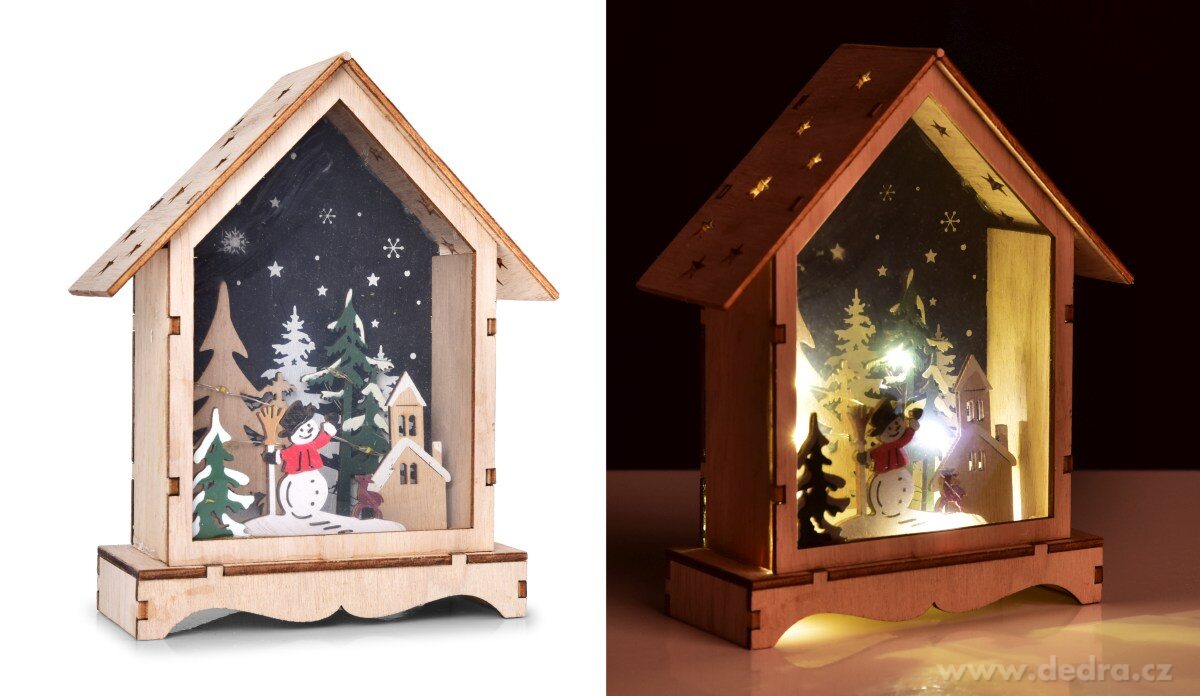 16 cm svítící LED domek uvnitř s lesním zátiším – náhled 2 | Grand Móda