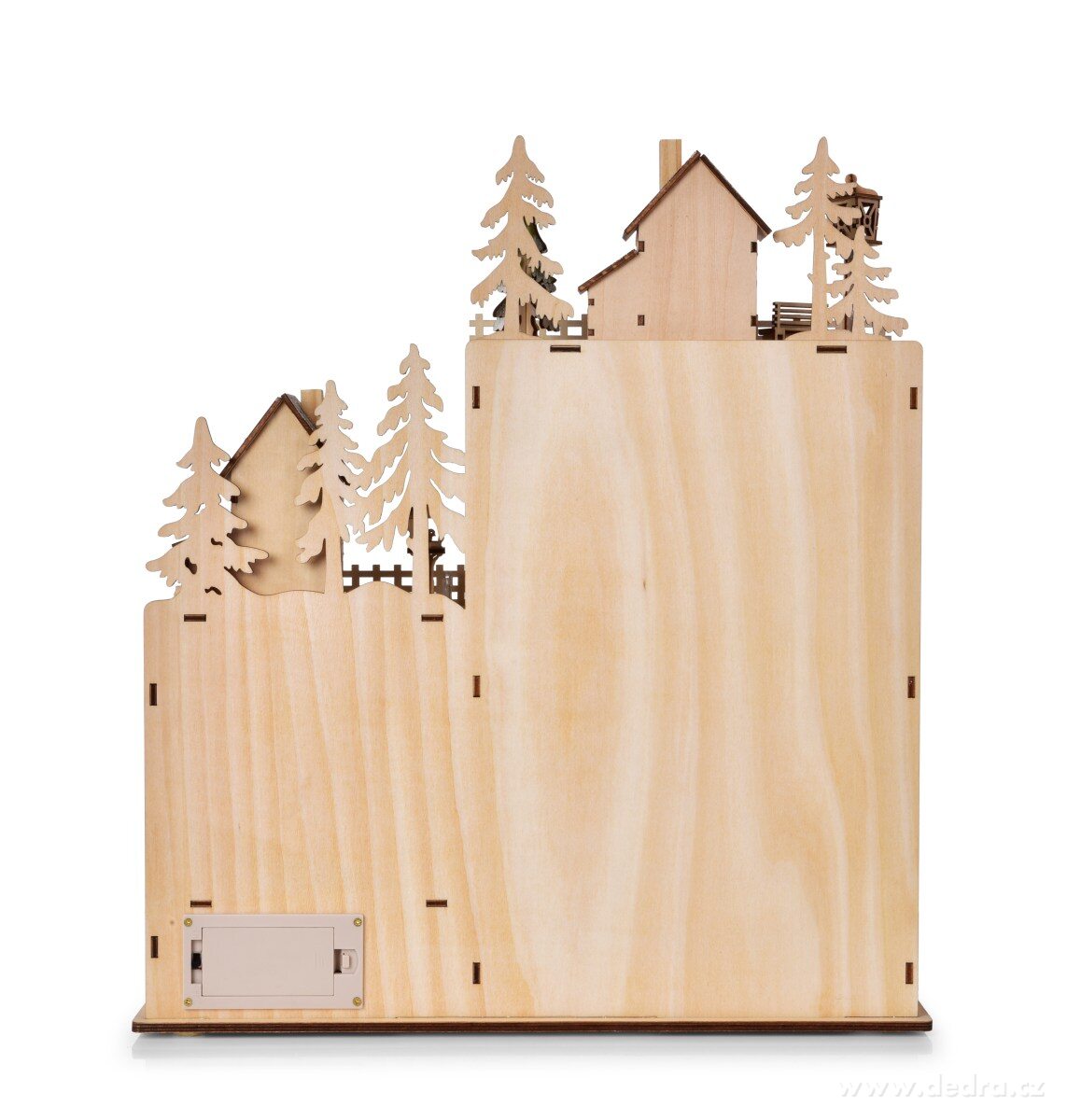 ADVENTNÍ LED KALENDÁŘ, velký dřevěný s vesnicí, 24 šuplíčků na dárky, výška 43 cm – náhled 5 | Grand Móda