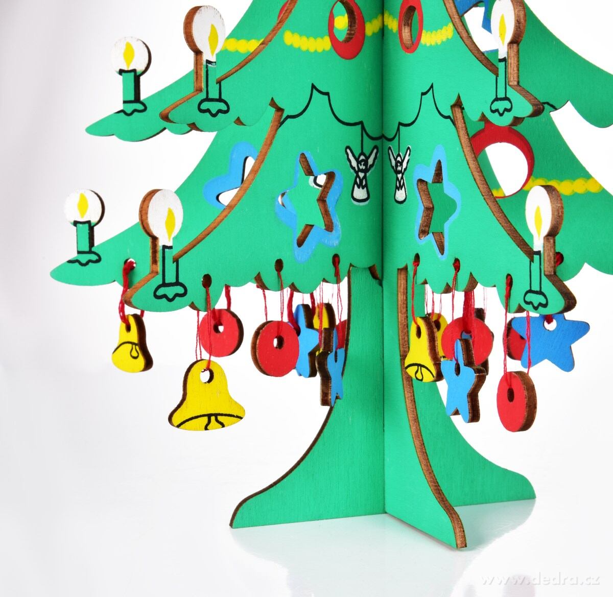 OZDOBENÝ VÁNOČNÍ STROMEK, skládací dřevěná stavebnice, 26 cm – náhled 2 | Grand Móda