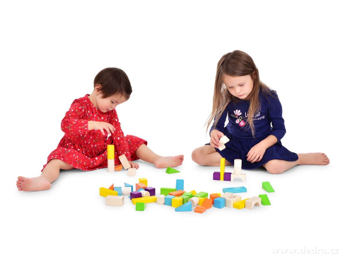 54 ks barevných dřevěných bukových kostek – náhled 2 | Grand Móda