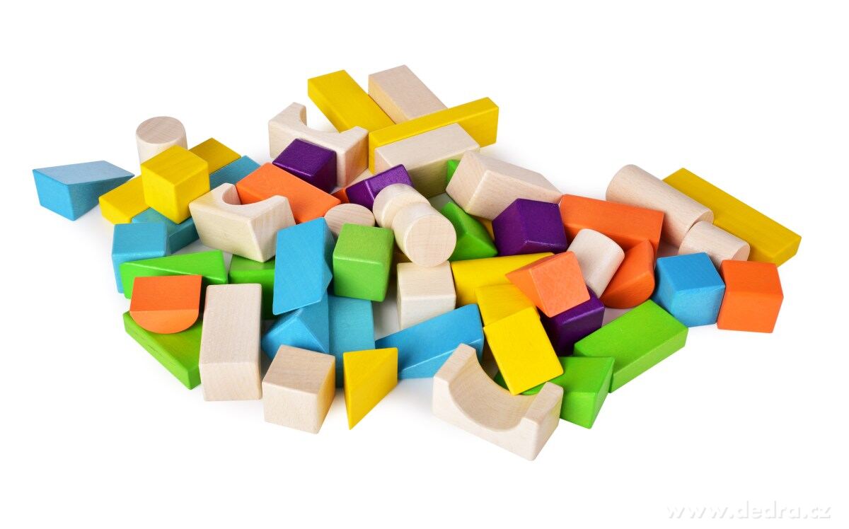 54 ks barevných dřevěných bukových kostek – náhled 3 | Grand Móda