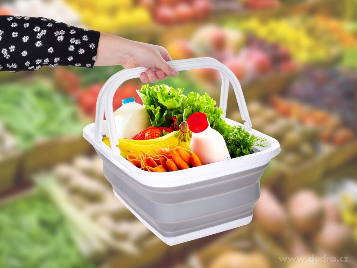 COMPACTOR, Skládací košík 10 L se sklopnými madly, Na nákupy, pikniky i ukládání věcí – náhled 4 | Grand Móda