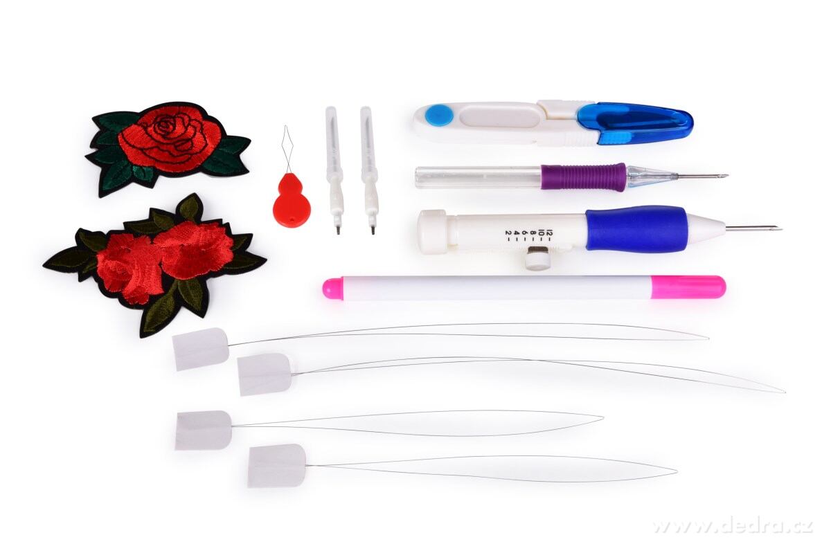 VYŠÍVACÍ PERO v boxu, sada 14 vyšívacích potřeb pro PUNCH NEEDLE | Šicí a pletací potřeby | Grand Móda