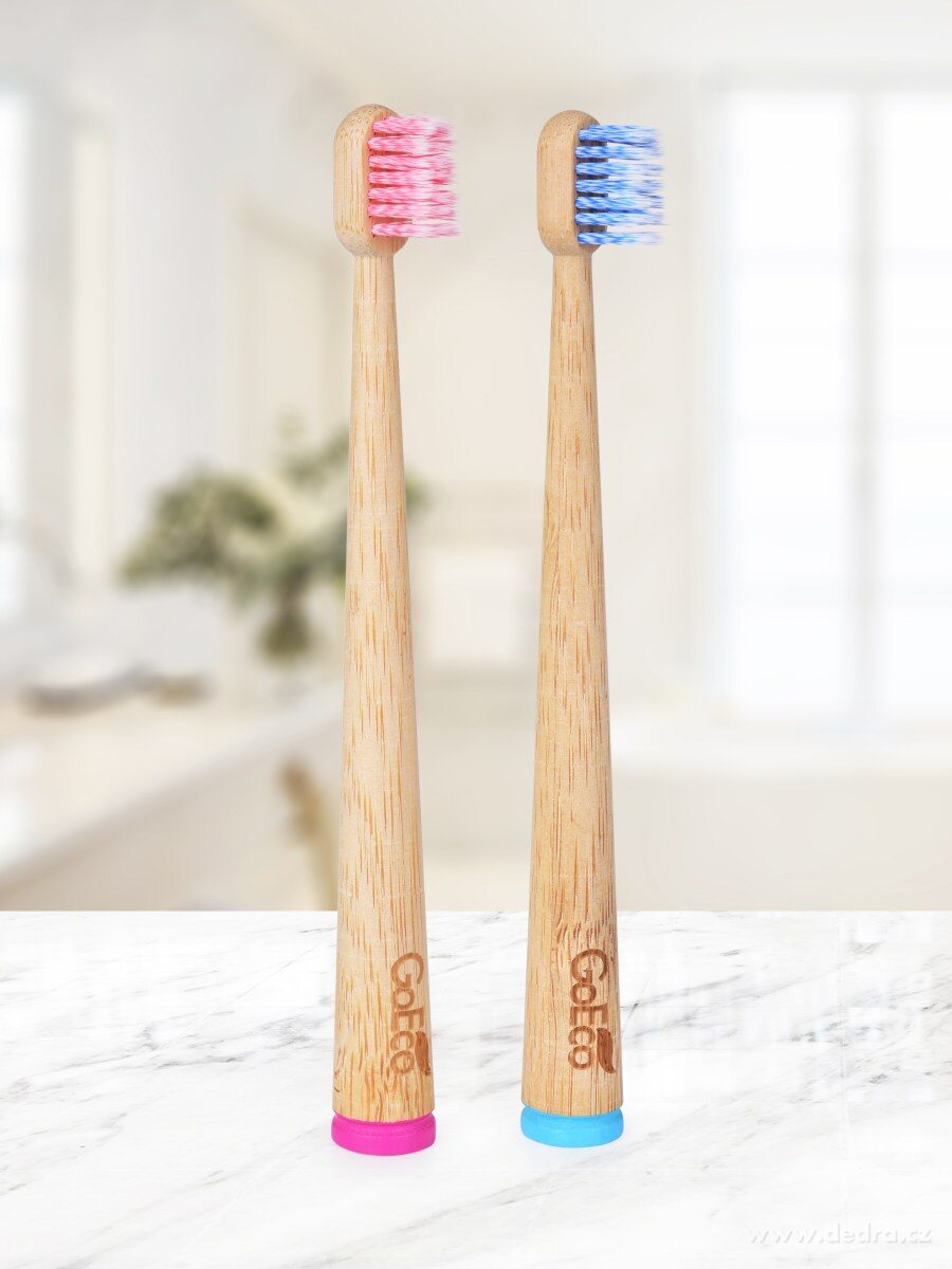 GoEco® BAMBOO, dětský zubní kartáček, z bambusu, extra měkké štětinky, růžový – náhled 4 | Grand Móda