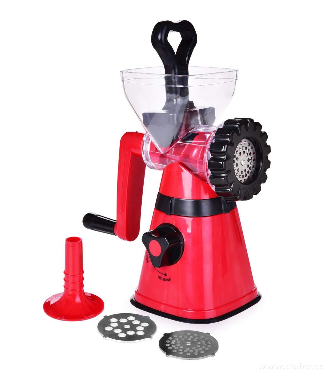 GOLEM, velký ruční mlýnek na maso, dva mlecí disky, nástavec na klobásy a přísavka | Příprava masa | Grand Móda