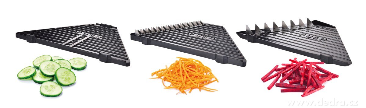 MANDOLIN, multifunkční struhadlo 3v1, Na plátky a nudličky s výměnnými planžetami – náhled 5 | Grand Móda