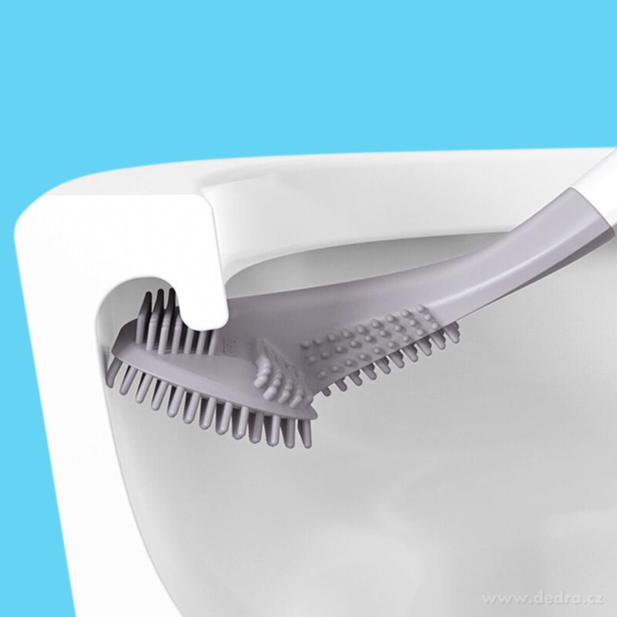 GoEco®, Doživotní WC kartáč 39 cm, tvar pro nepřístupná místa, silikonové štětiny – náhled 6 | Grand Móda