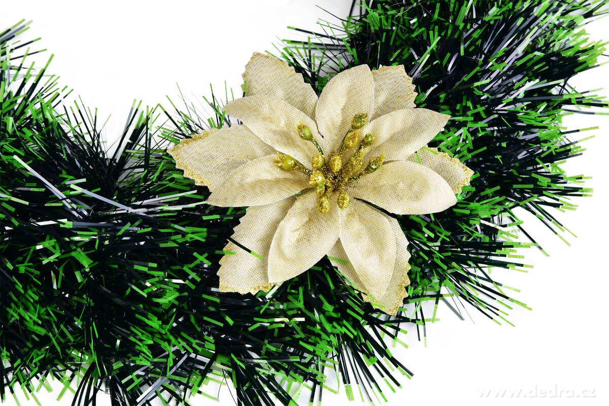 VÁNOČNÍ VĚNEC, zelený se zlatými květy, dekorace na stůl & dveře, Ø 30 cm – náhled 4 | Grand Móda