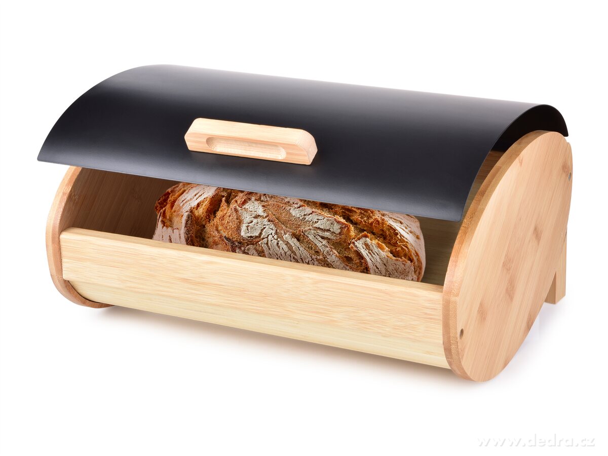 34 cm BAMBUSOVÝ CHLEBNÍK s kovovým odklápěcím víkem GoEco® | Pečení a podávání chleba | Grand Móda