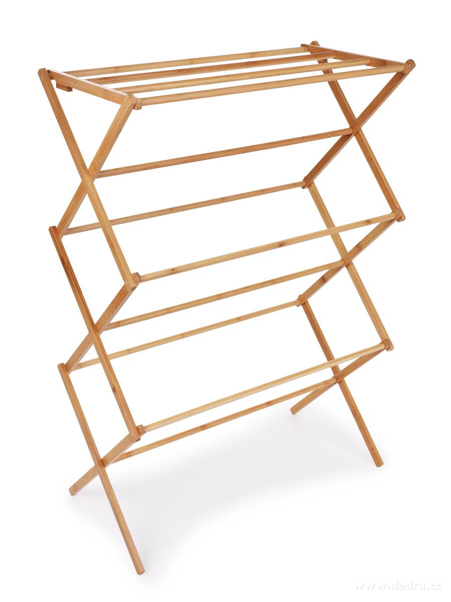 GoEco®, Bambusový vícepatrový skládací sušák na prádlo se silnými tyčemi, 105 cm – náhled 2 | Grand Móda
