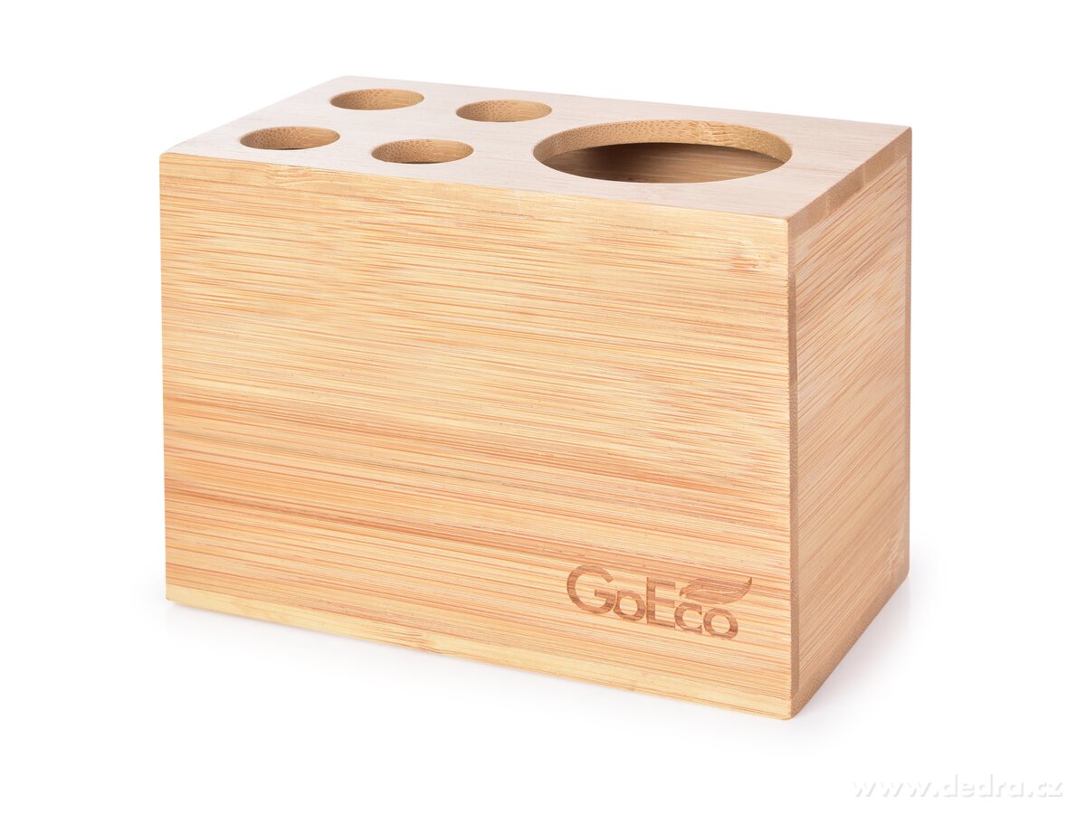 GoEco®, bambusový stojan na zubní kartáčky & pastu, minimalistický koupelnový doplněk – náhled 2 | Grand Móda