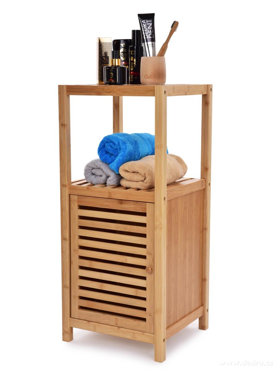 GoEco®, Bambusový regál s 1 policí a dvířky, 80 cm | Police, regály a stojany | Grand Móda