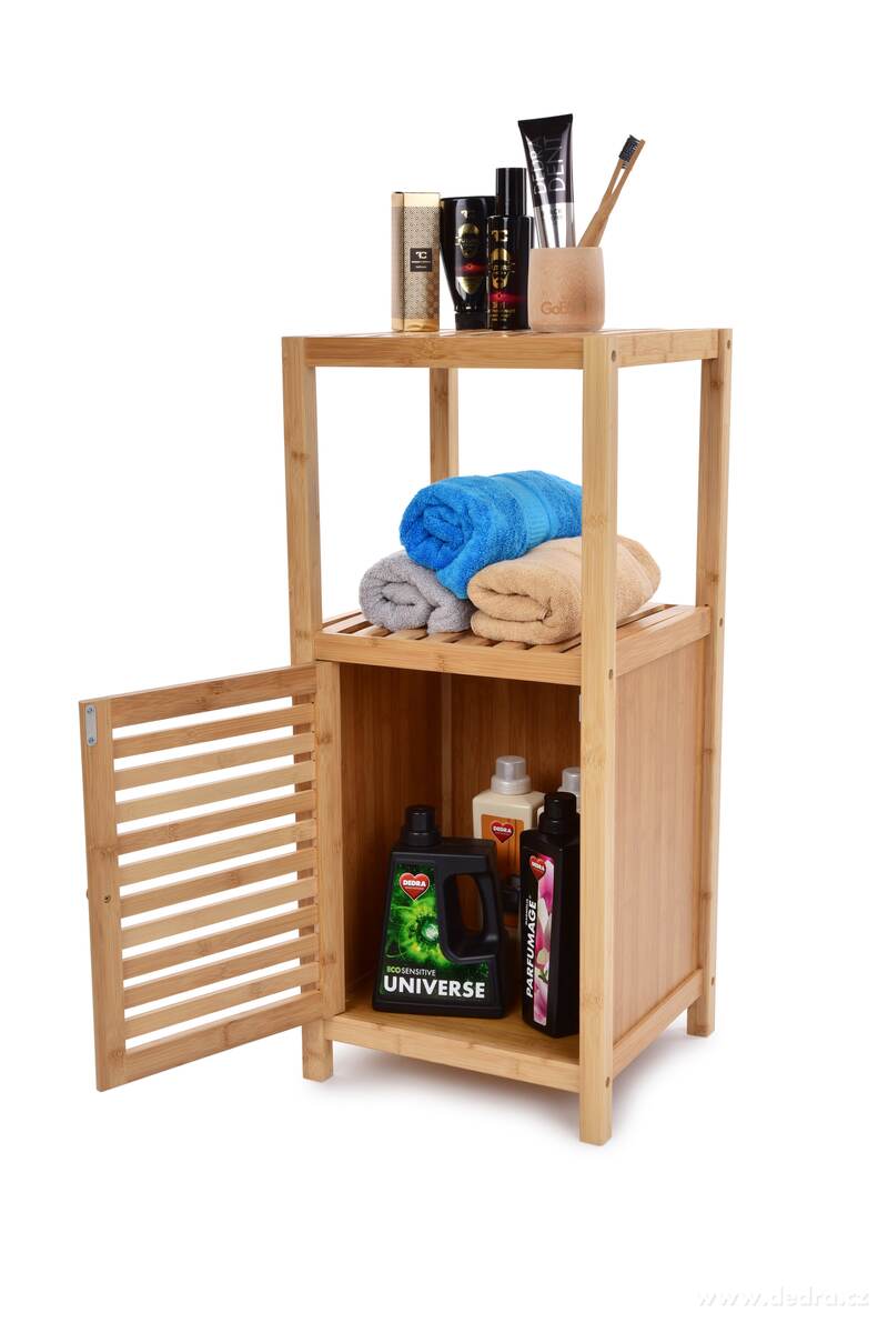 GoEco®, Bambusový regál s 1 policí a dvířky, 80 cm – náhled 2 | Grand Móda