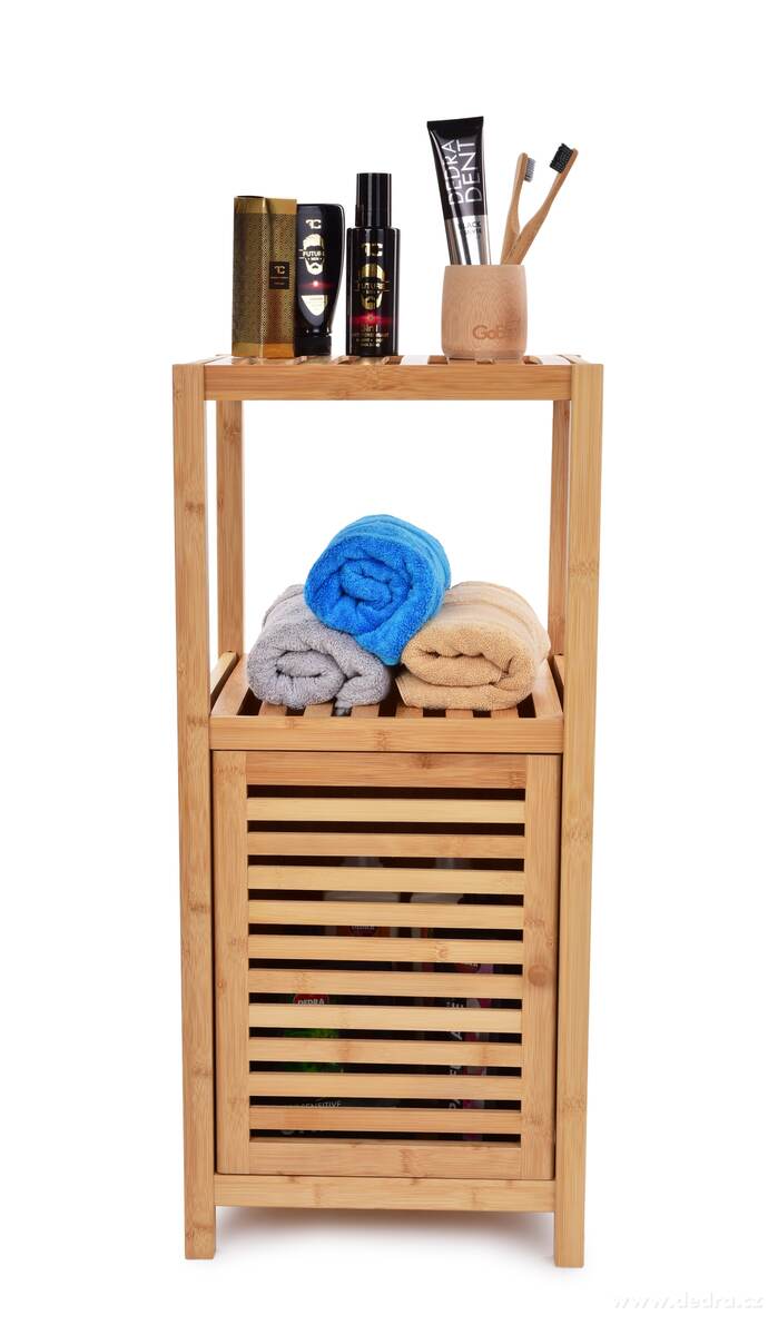 GoEco®, Bambusový regál s 1 policí a dvířky, 80 cm – náhled 5 | Grand Móda