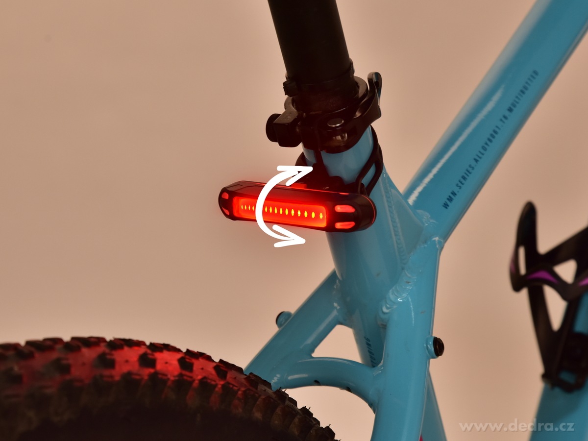 BIKE, Nabíjecí LED zadní světlo na kolo, USB, 6 režimů blikání, silný červený COB pásek – náhled 3 | Grand Móda