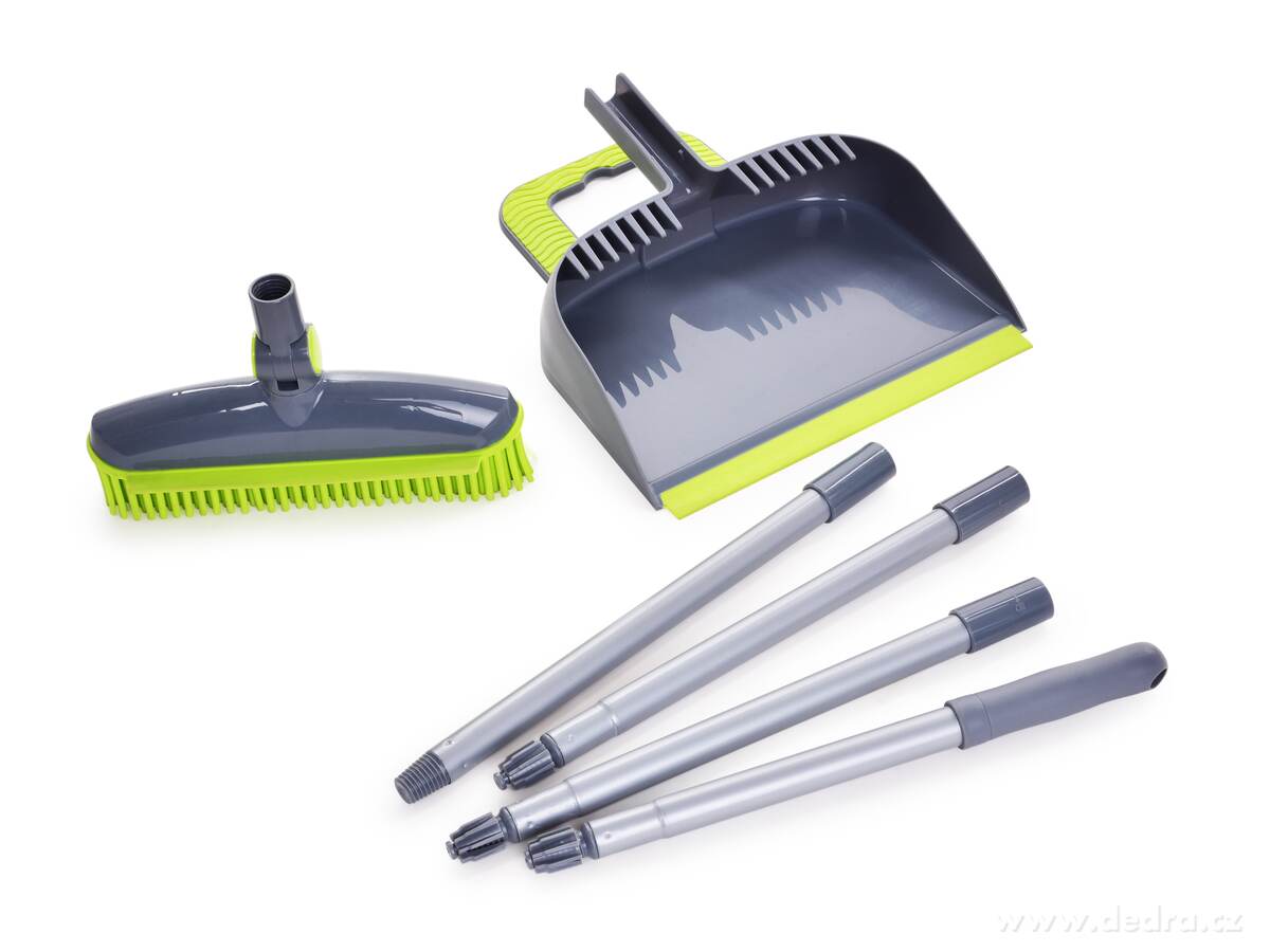 STĚRKOSMETÁK® 5v1, teleskopický smeták se silikonovými štětinami, stěrkou a nášlapnou lopatkou – náhled 2 | Grand Móda