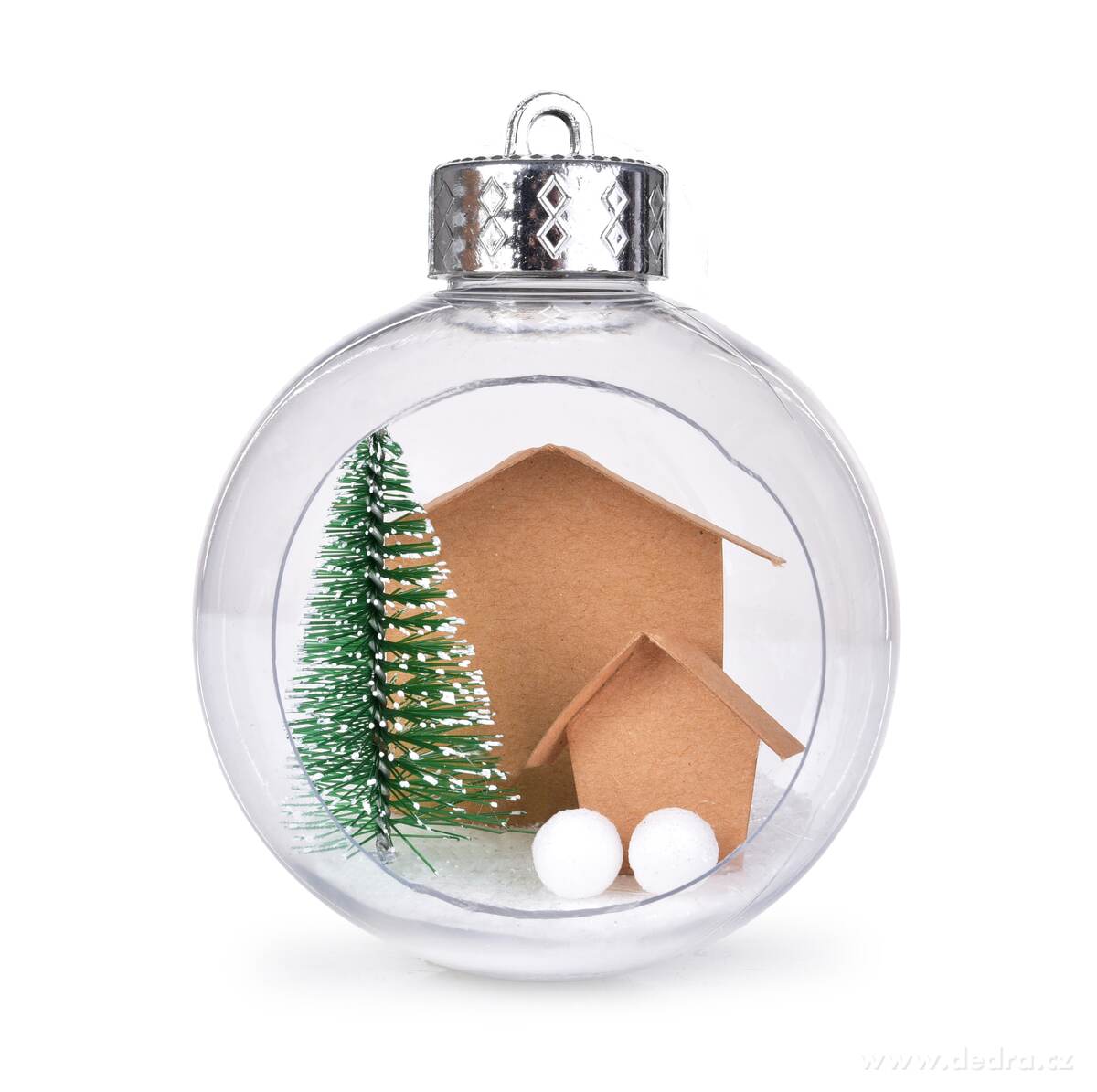 ZIMNÍ POHÁDKA, transparentní koule s mini dekorací, sada 2 ks, 8 cm – náhled 2 | Grand Móda