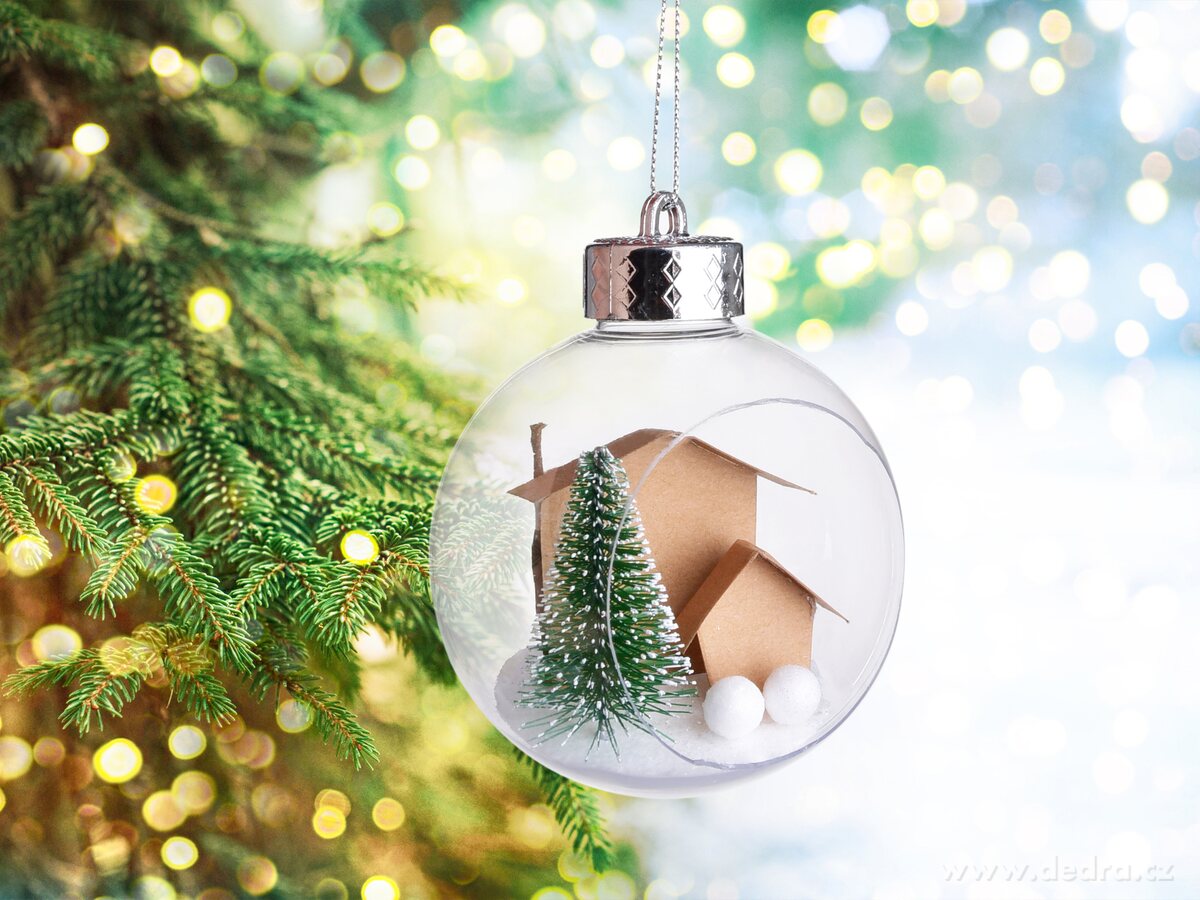 ZIMNÍ POHÁDKA, transparentní koule s mini dekorací, sada 2 ks, 8 cm – náhled 3 | Grand Móda