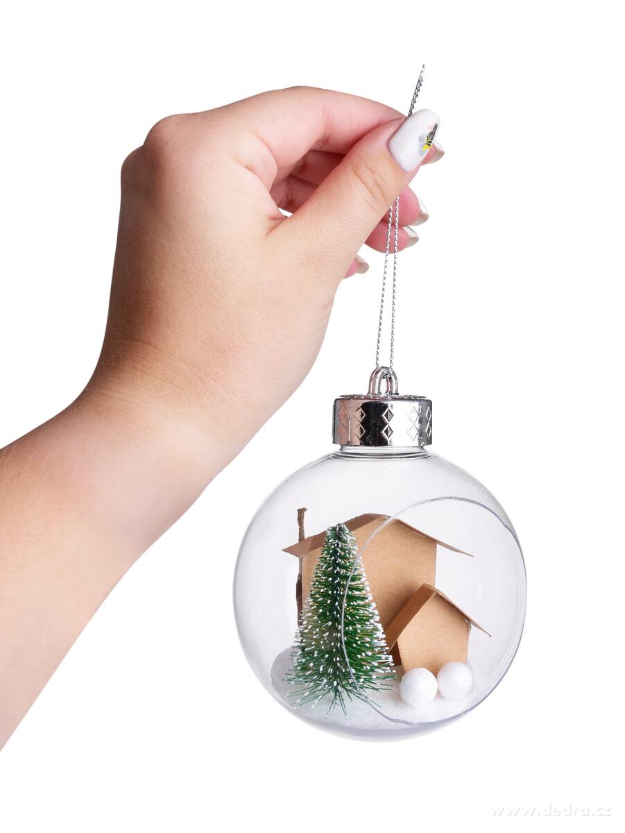 ZIMNÍ POHÁDKA, transparentní koule s mini dekorací, sada 2 ks, 8 cm – náhled 5 | Grand Móda