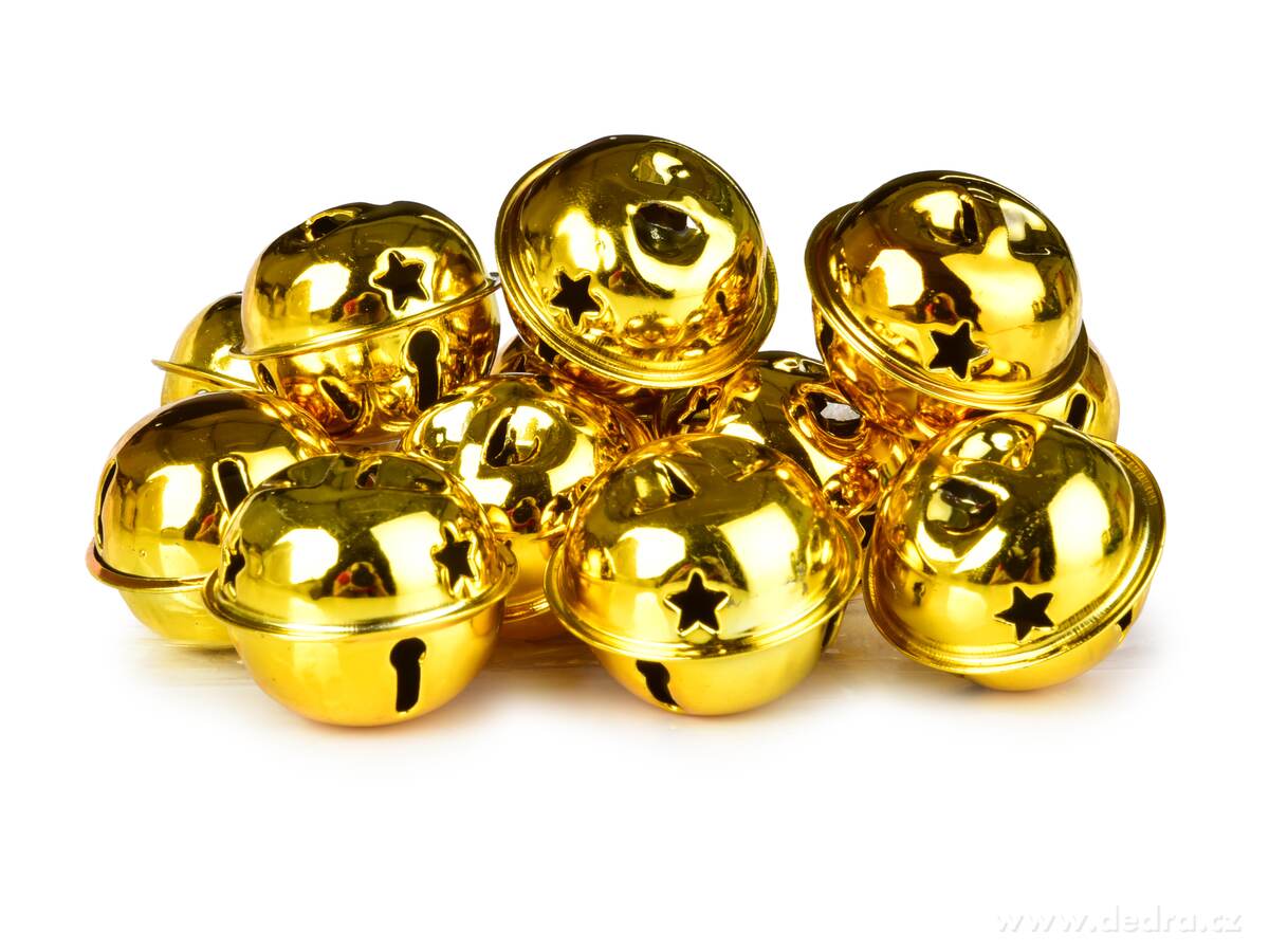 ANDĚLSKÉ ZVONĚNÍ, kovové vánoční rolničky, sada 12 ks, 3 cm | Tradiční odstíny Vánoc | Grand Móda