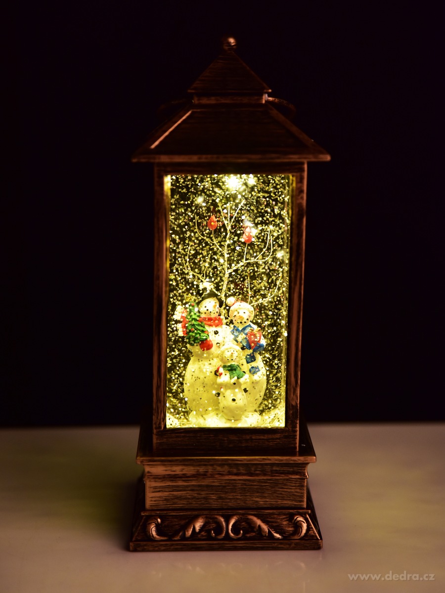 30 cm svítící LED lucerna s poletujícími třpytkami | Svítící LED dekorace | Grand Móda