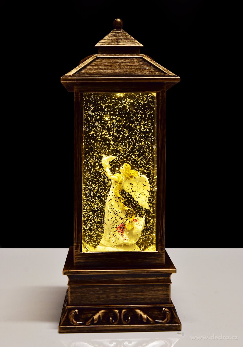 30 cm svítící LED lucerna, s poletujícími třpytkami | Svítící LED dekorace | Grand Móda