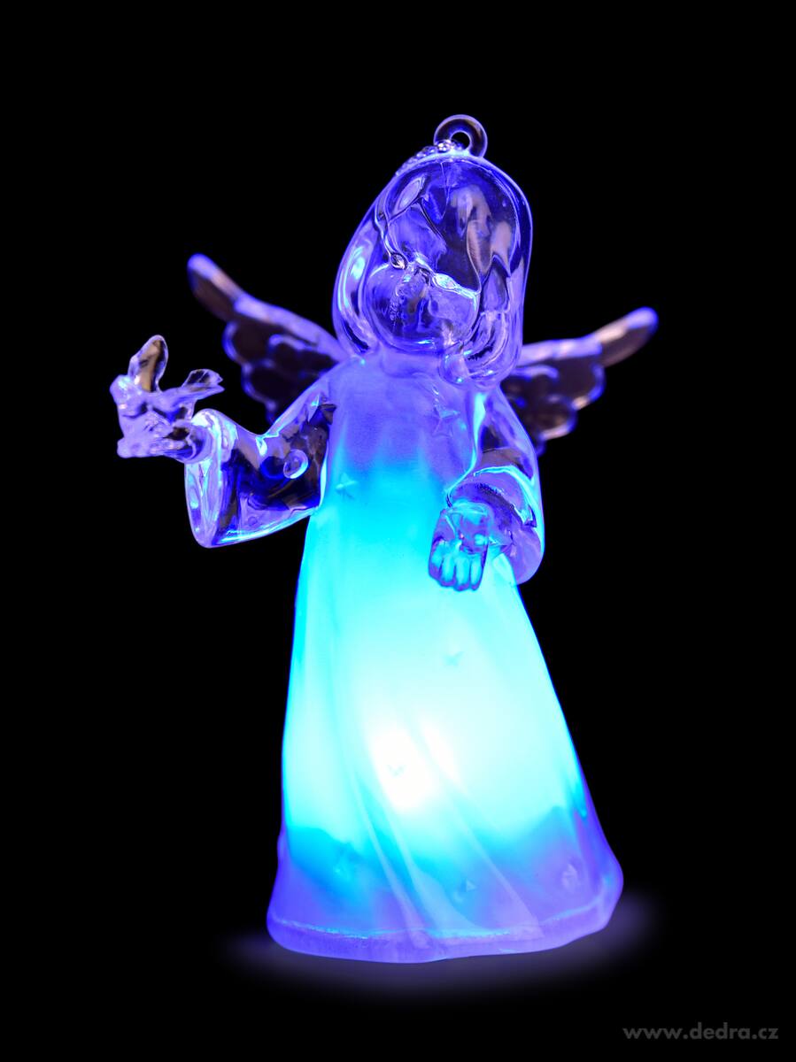 10 cm svítící LED anděl s měnícím se barevným prosvícením | Svítící LED dekorace | Grand Móda
