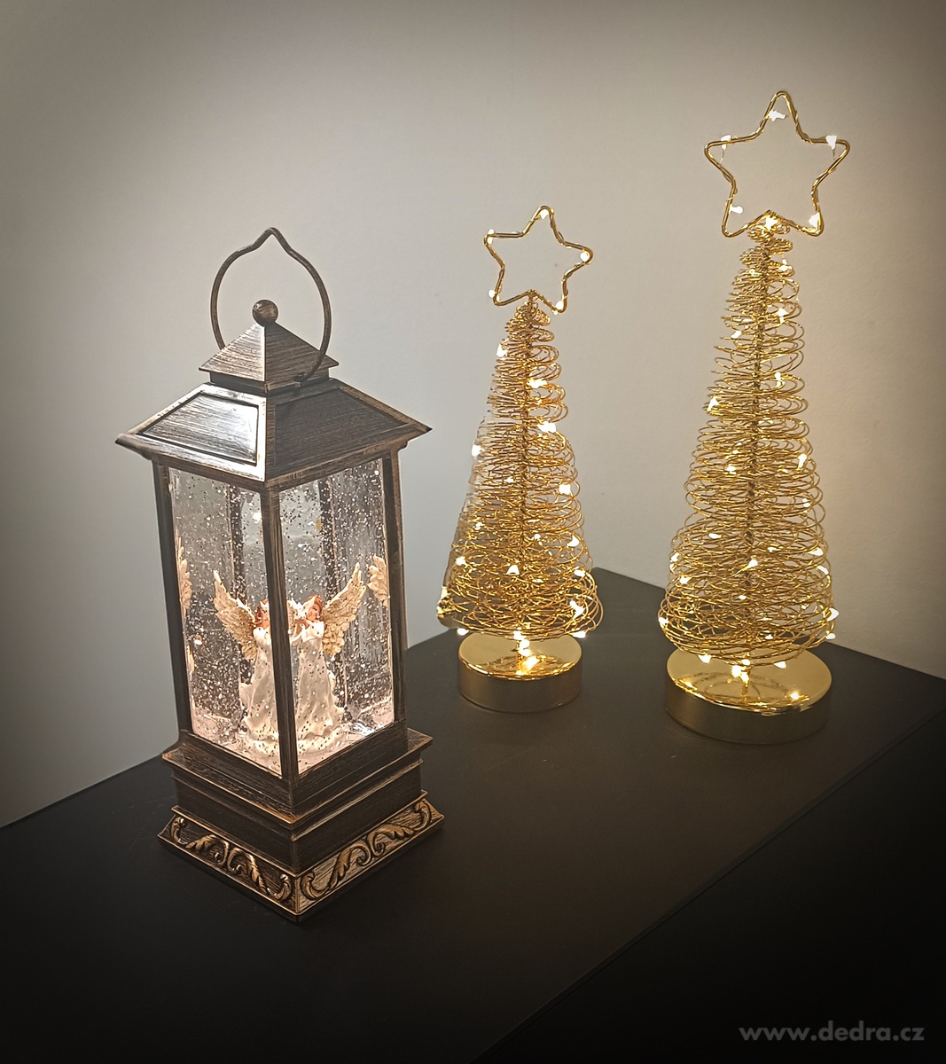 HVĚZDNÝ ZÁZRAK, zlatý drátkový svítící LED stromek, 31 cm – náhled 5 | Grand Móda