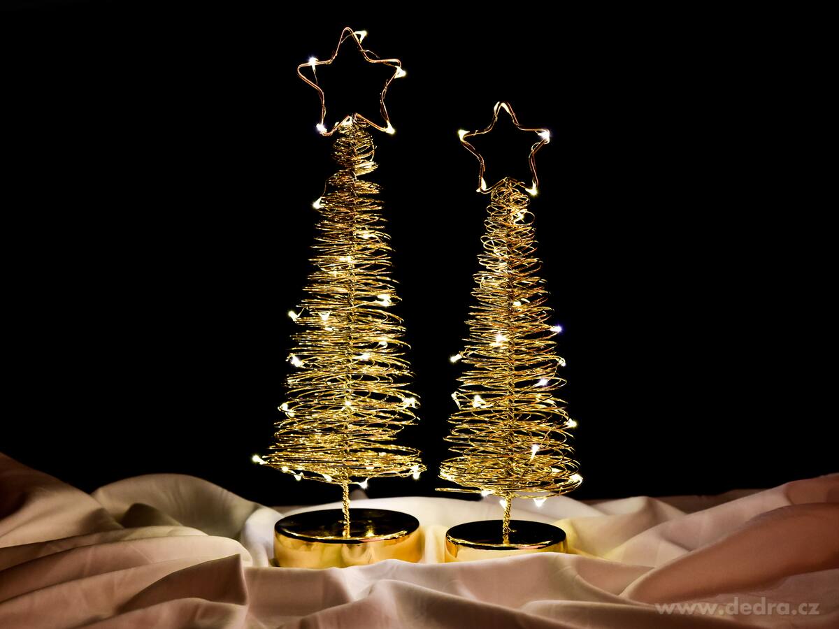 HVĚZDNÝ ZÁZRAK, zlatý drátkový svítící LED stromek, 36 cm – náhled 3 | Grand Móda