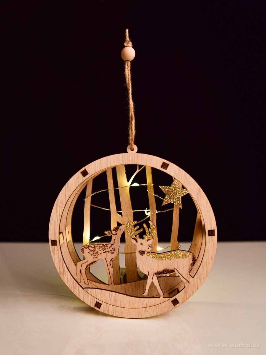 LESNÍ ZÁTIŠÍ SE SVĚTÝLKY, závěsná LED dekorace, Ø 15 cm – náhled 2 | Grand Móda